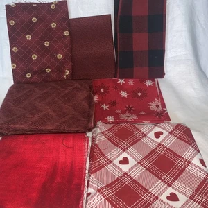 7-teiliges Baumwollstoffpaket rot und burgunderrot zum Quilten Größen in Beschreibung - Bild 1 von 10