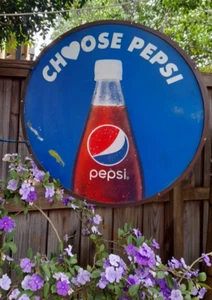 CHOOSE PEPSI Double Sided Original Vtg Shop Tin Sign 24 ''D Rare Find - Picture 1 of 14