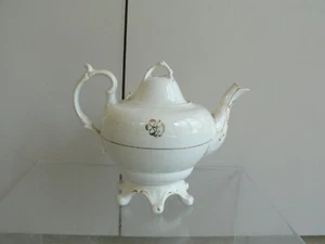 Vintage Footed Teapot Tealeaf Tobacco Baluster Rococo Gilt c1850 Porcelaine - Picture 1 of 5