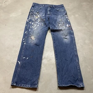 Vintage Rustler Jeans Paint Splatter Distressed Destroyed 33x32 Men’s Straight - Picture 1 of 10