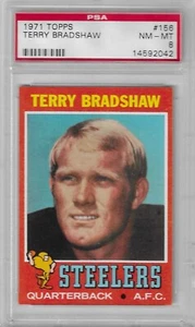 CENTERED 1971 TOPPS #156 TERRY BRADSHAW PSA 8 NM-MINT ROOKIE RC HOF STEELERS - Picture 1 of 2