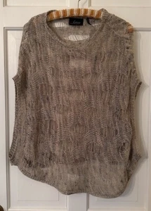 Line The Label Unique Art To Wear Open Knit Sweater Top Layer Lagenlook M - Picture 1 of 7