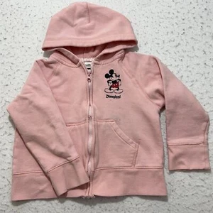 Disney Parks Mädchen kleiner Fleece-Hoodie mit durchgehendem Reißverschluss rosa Mickey Mouse Pailletten - Bild 1 von 11