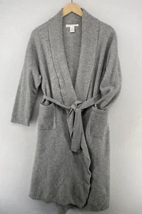 ARLOTTA Robe Womens XS/S Cashmere Wool Shawl Wrap Long Sleeve Tie Belt Gray - Picture 1 of 14