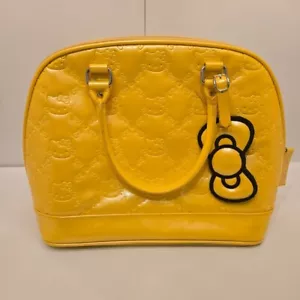 Loungefly Hello Kitty Yellow Embossed Bowler Tote Bag Purse Y2k Kawaii Kidcore - Picture 1 of 16