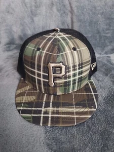 NEW ERA 9 FIFTY PITTSBURGH PIRATES WOODLAND PLAID CAMO SNAPBACK MENS HAT GREEN - Picture 1 of 8