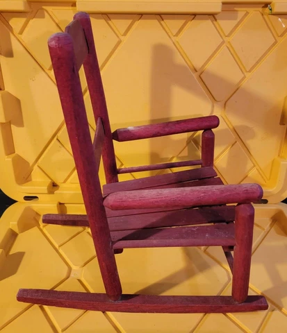 Vintage Solid Wood Child's Rocking Chair w/ Armrest Slatted Seat 19" Cover