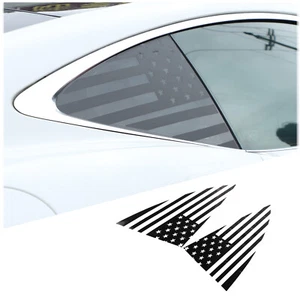 Black US Flag Rear Window Triangular Glass Sticker For Jaguar F-TYPE 2013-2022 - Picture 1 of 10