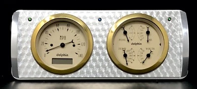 1940 Ford Car 2 Gauge Dash Panel Quad Style Engine Turned Insert Set Gold Foto 1 de 4