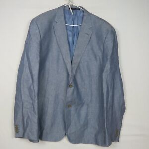 David Jones Mens Suit Tuxedo Jacket 48 or XL Blue Formal Office French Linen