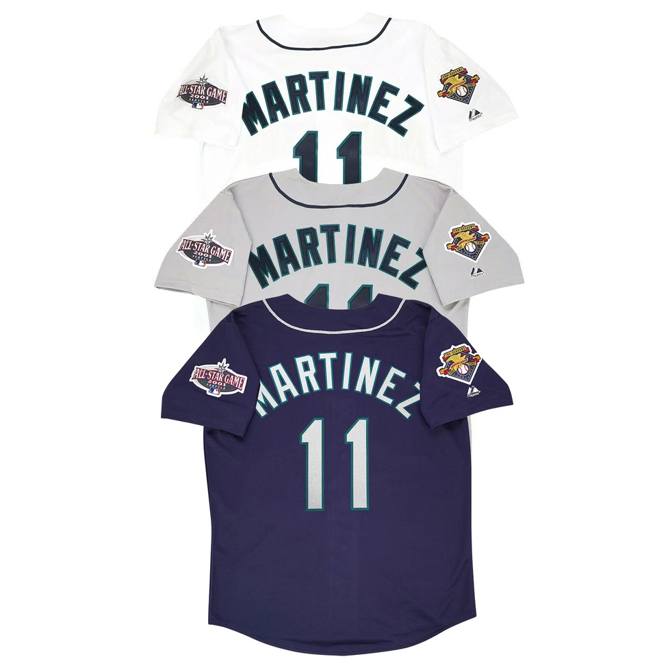 Camiseta deportiva Edgar Martinez 2001 Seattle Mariners Home Road Alt para hombre con parche All Star Foto 1 de 1