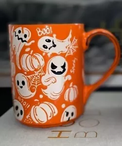 Taza de café fantasma de Halloween taza naranja espeluznante Casper Ghosts ¡Boo! 18oz Nuevo - Imagen 1 de 3