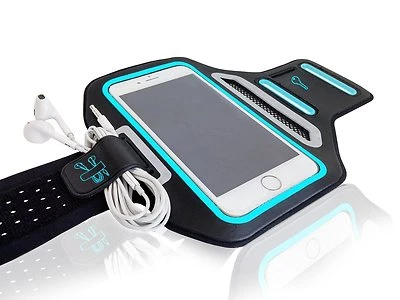 Universal Smartphones 5.5" Blue Lycra Armband Sports Reflective Headphone Tie - Image 1 of 4