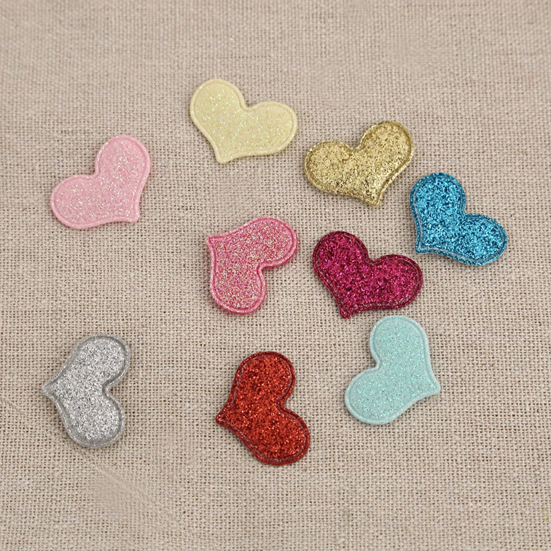 20pcs Glitter Loving Heart Patches Applique Craft Sewing Gifts DIY Accessories - Image 1 of 1