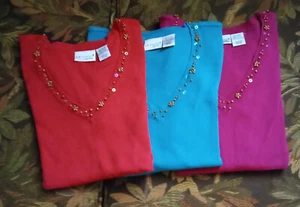 Set aus 3 Kim Rogers Stricktops mit Perlenverzierung, Größe Small, gebraucht, in einwandfreiem Zustand - Bild 1 von 7