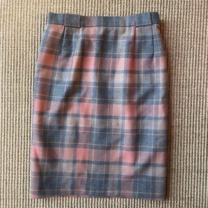 Vintage 90s Plaid Wool Lined Pencil Skirt by Carlisle 12 Plus Curvy Cozy Fall  - Picture 1 of 6
