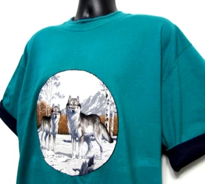 VTG Russell Athletic T Shirt Men Large Wolves High Cotton Fold Up Sleeves USA - Picture 1 of 14