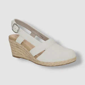 Easy Street Women's White Stargaze Espadrille Slingback Wedges Shoe Size 7M - Picture 1 of 5