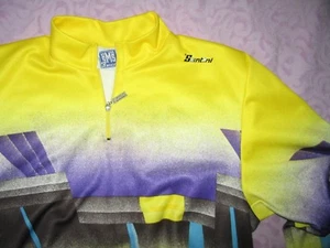 SMS Santini 80s 90s VTG Long jersey Road Cycling Italy Yellow Purple Large - Picture 1 of 8