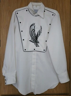 H Bar C California Ranchwear Long Tail Western Rodeo Black Eagle Size 15 1/2 GUC - Image 1 of 4