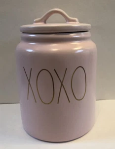 Rae Dunn Chubby Canister Light Pink Gold Lettering XOXO  - Picture 1 of 9