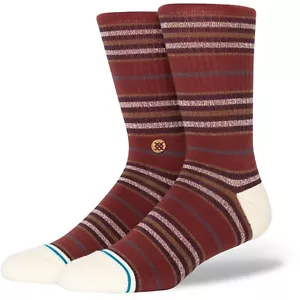 Stance Erwachsene weinrot Crew Baumwolle Butter Mischung Streifen Wilfred Freizeit Socken Gr. M - Bild 1 von 1