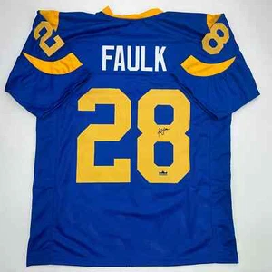 Facsimile Autographed Marshall Faulk St Louis Royal Blue Retro Reprint Jersey XL - Picture 1 of 4