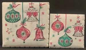 VTG Mid Century Atomic Christmas Paper Napkins Angel Ornament Bell Star SEALED - Picture 1 of 18