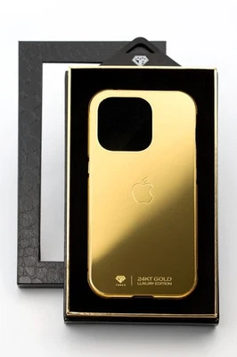 iPhone EDICIÓN DE LUJO ORO 24K CON FUNDA METÁLICA LOGO APPLE Foto 1 de 3