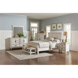 Coaster Franco 5-piece Queen Panel Wood Bedroom Set in Antique White - Picture 1 of 7