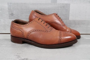 Mens LOAKE THAMES Brogue Wingtip Brown Leather Shoes UK 9 Made In England - Picture 1 of 12