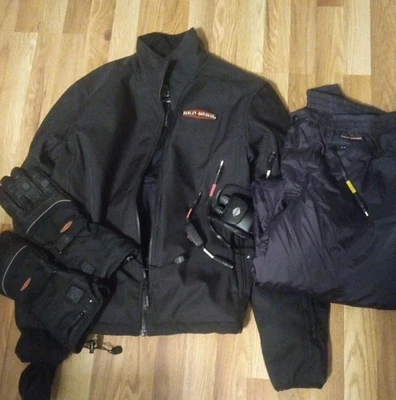 Harley Davidson Equipo de Equitación Calefacción Chaqueta Pantalones Guantes Termostato NUNCA USADO Foto 1 de 4