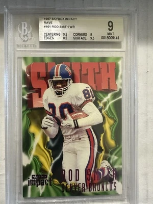 1997 Skybox Impact Rod Smith Rave /150 BGS 9 Mint Pop 1 None Higher - Image 1 of 2