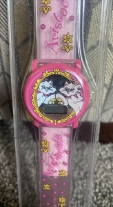 Disney Vintage 90s Aristocats Pink Powder Mirror Marie Digital Watch Fantasma - Picture 1 of 8
