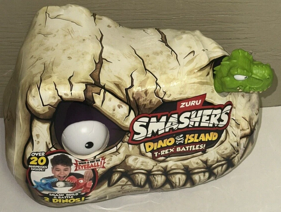 ZURU Smashers RED Dino Island Series 1 Skull T-Rex Bulid & Battles Surprises RED