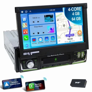 DAB+ 4+64G 7" Carplay Autoradio 1 DIN Android 14 Touch Screen GPS NAVI WIFI USB - Bild 1 von 14