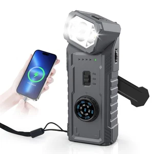 Magnetic Kurbelradio, 2000mAh Akku Powerbank Kompass Dynamo Wetter AM/FM/SW F... - Bild 1 von 8