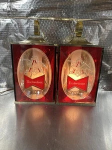 Vintage Set 1968 Budweiser Bier rubinrot hängende beleuchtete Laternen - Bild 1 von 19