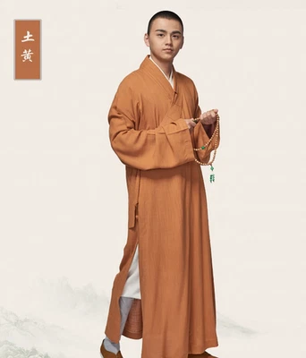Shaolin Buddhist Monk Meditation Cotton Linen Long Robe Gown Kung Fu Autumn New - Image 1 of 4