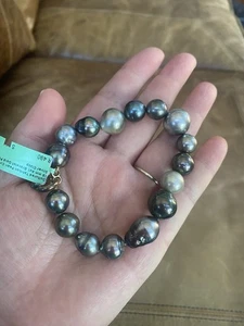 "Pulsera Aa1 9"" círculo de perlas multicolor de Tahití cultivada 7x15 mm" - Imagen 1 de 6