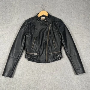 We The Free People Vegan Leather Moto Jacket Womens XS Black Cafe Racer - Picture 1 of 12