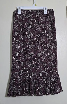 Cato Purple Paisley Knee Length Ruffled Flare Skirt Size Small - Image 1 of 4