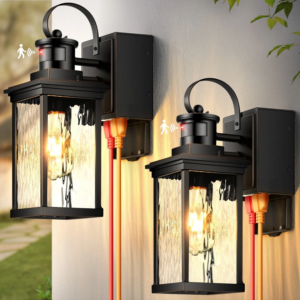 Outdoor Porch Light with GFCI Outlet, Motion Sensor Outdoor Wall Sconce Lantern - Image 1 of 1