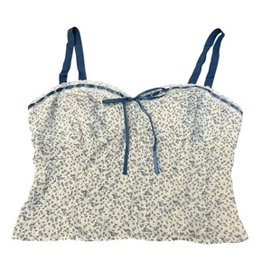 Camiseta sin mangas Sienna Sky camisola recortada XL floral cottagecore lechera coqueta lazo - Imagen 1 de 6