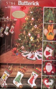 VTG 1998 BUTTERICK 5784 OLD FASHION FELT CHRISTMAS TREE SKIRT, STOCKINGS, ORNAME - Picture 1 of 1