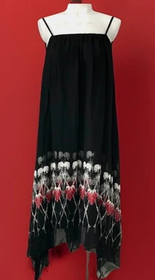 Raro Vestido Thomas Wylde Negro Seda Largo Esqueleto Estampado Lazo Cizalla 2 Capas Talla M Foto 1 de 4