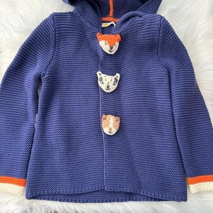 NWT Baby Boden - Starboard Blue animals cotton hoodie sweater Fox, 3-4 yrs - Picture 1 of 8