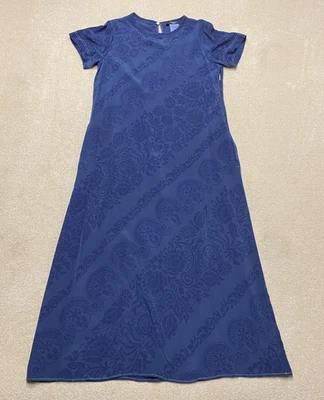 Weekend Max Mara Silk Dress UK 8 Women's Blue Maxi Short-sleeve  Floral - Image 1 of 4
