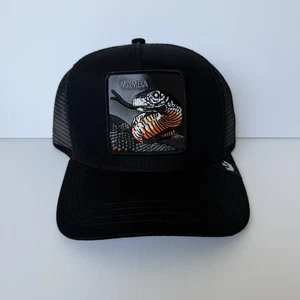 Cappello Berretto Nuovo con etichette Goorin Bros The Farm Nero Mamba Trucker Snapback Regolabile OSFM - Foto 1 di 8