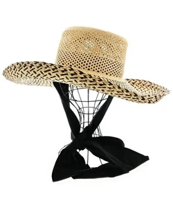 shinonagumo Straw Hat BeigexBlack 2200492607116 - Picture 1 of 3